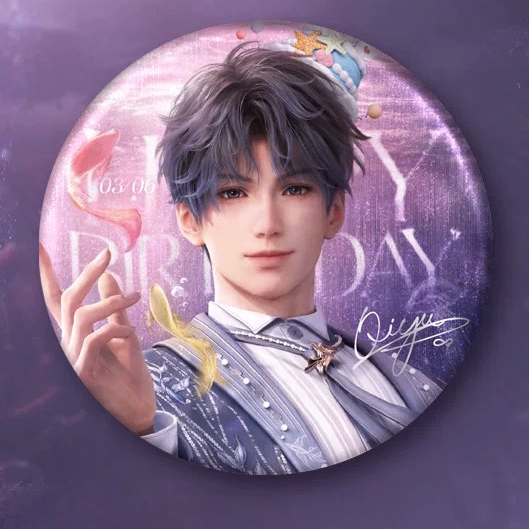 Love and Deepspace Rafayel 2025 Birthday Series Metal Pin (Swimming Hearts Ver.)