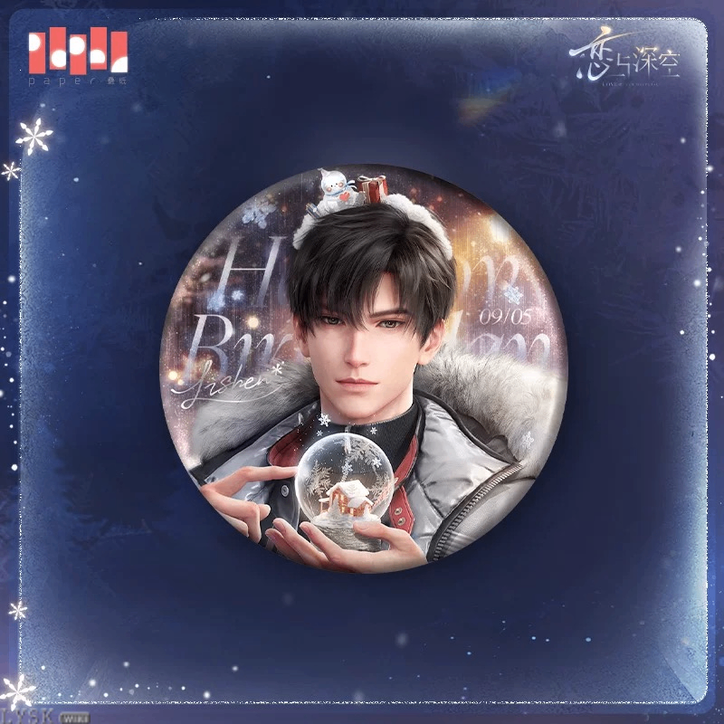 Love and Deepspace Zayne 2025 Birthday Dawnbreak Promise Metal Pin: Crystal World Ver.