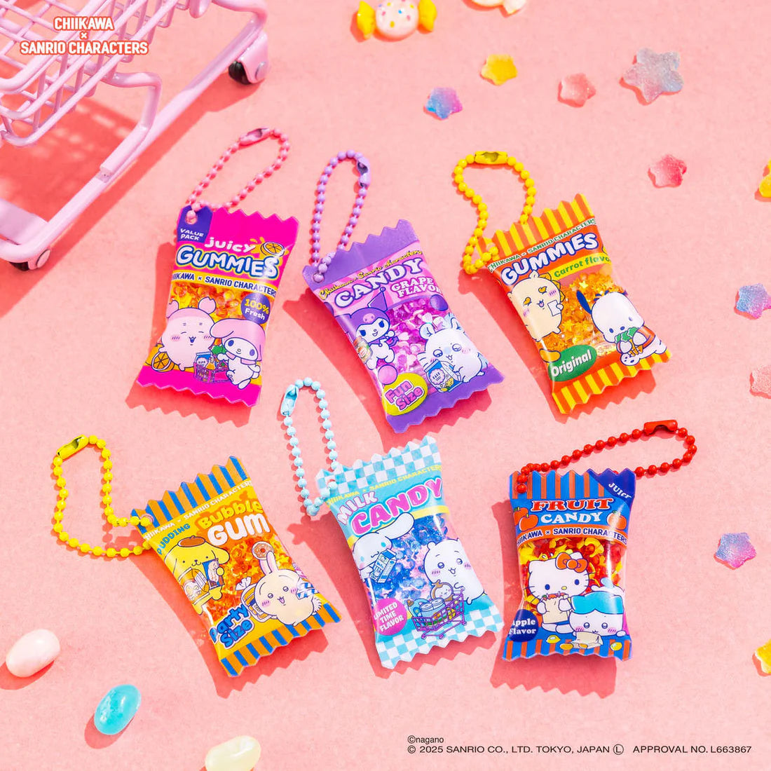 Chiikawa × Sanrio Characters Supermarket Shaka Shaka Snack Keychain